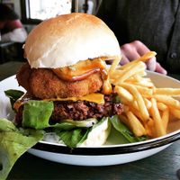 Mac and cheese burger - all vegan  at Netherworld in Fortitude Valley