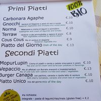 Menù at JustVeggie in Siracusa