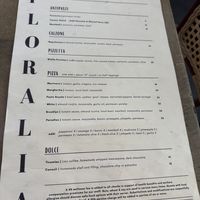 Menu   at Floralia in Honolulu
