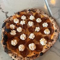 Special pizza - pepperoni Ala vodka with no bee hot honey.    15/10  at Floralia in Honolulu