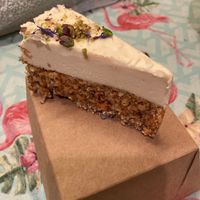 Carrot cake with cashew topping 🧡  at The Vegan Fairies in Nea Erythraia