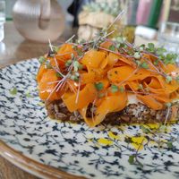 Carrot salmon cream cheese sandwich at The Vegan Fairies in Nea Erythraia