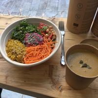 buddha bowl and soup at The Vegan Fairies in Nea Erythraia