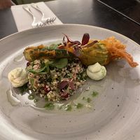 Crispy courgette flower  at The Gate - Marylebone in London