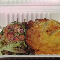 Spiced veggie pastie and crunchy slaw at Chic Pea Vegan Cafe in Fremantle