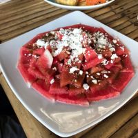 Watermelon salad.  Non vegan with feta  at Green Leaf Cafe in Jemuluk