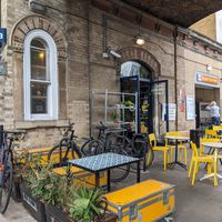 Outside the café at The Fields Beneath - Kentish Town in North West London