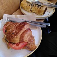 Rarebit croissant and sausage roll at The Fields Beneath - Kentish Town in North West London