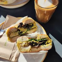 Breakfast bagel at The Fields Beneath - Kentish Town in North West London