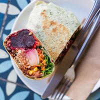 Beet Burrito. AMAZING at The Fields Beneath - Kentish Town in North West London