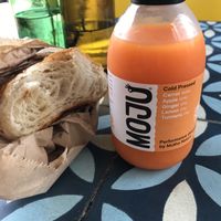 Vegan croissant and juice at The Fields Beneath - Kentish Town in North West London