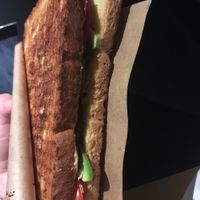 An unfortunately not particularly enlightening photo of their vegan Malibu sandwich. It was good! :) at Breaking Toast in Bologna