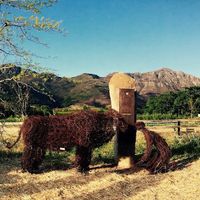 Creative artwork sculptures at Farm Sanctuary SA in Franschhoek