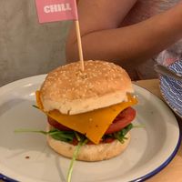 Chikn Burger - kind of small, but crispy and yummy.   at Chillin' Cafe in Madrid