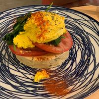 Savory salty pancake - Soooo Yummy.  It's like a rosemary focacia bread. at Chillin' Cafe in Madrid