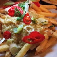 Fries with houmous & green chilli sauce at Maray - Bold St in Liverpool