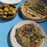 Olives, pitta, baba ghanoush  at Maray - Bold St in Liverpool