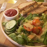Vegan croque monsieur at Le Pain Quotidien in Namur