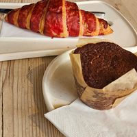 Hibiscus croissant & chia-seed chocolate muffin at Le Pain Quotidien - Kievitplein in Antwerpen