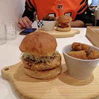 The burger is delicious and well served. I loved the nuggets too! at Fluunt KOFU in Kofu