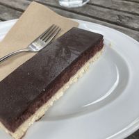 Cherry chocolate slice  at Prof's at Woodlands in Hamilton