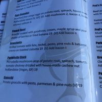 Menu jan 2019  at Prof's at Woodlands in Hamilton