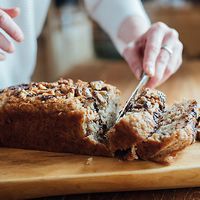 Vegan chocolate chip banana loaf at The Heart Cafe in Bragg Creek