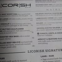 Menu has a wide variety of veggie options at Licorish Bistro in Johannesburg