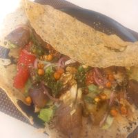 Mediterrian Crêpe! With pesto walnuts figs and lovely vegetables at Biocreperia RiscoCaido in Gran Canaria