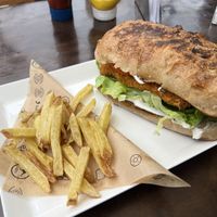 Tofu Sando with friesd  at Vegan Place in Vina Del Mar