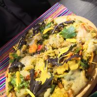 Vegan pizza at Vida Vegan Bistro in Cusco