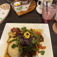 Seitan stew and quinoa soup  at Vida Vegan Bistro in Cusco