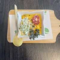 Carrot hummus amuse bouche  at Vida Vegan Bistro in Cusco