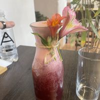 Peruvian drink made from corn, fruit and cinnamon  at Vida Vegan Bistro in Cusco