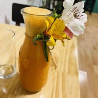 Carrot lemonade  at Vida Vegan Bistro in Cusco