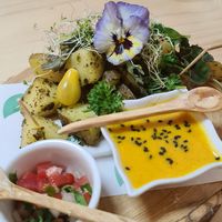 Andean potatoes (starter) at Vida Vegan Bistro in Cusco