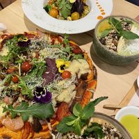 Salteado pizza & Quinoto  at Vida Vegan Bistro in Cusco