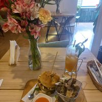 Quinoa Burger and Kombucha at Vida Vegan Bistro in Cusco