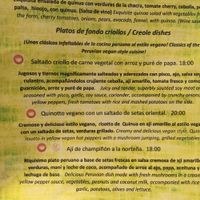 menu at Vida Vegan Bistro in Cusco