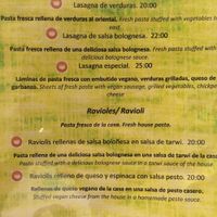 menu at Vida Vegan Bistro in Cusco
