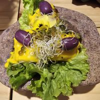 a la huancaína at Vida Vegan Bistro in Cusco