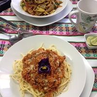 mhhh vegan pasta bolognese  at Vida Vegan Bistro in Cusco