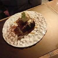 Vegetarian chocolate brownie with vanilla ice cream at Naar RestoBar in St Julians