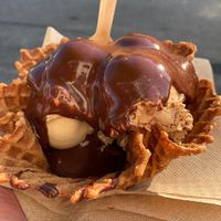 Maple cream and cookies and cream with chocolate fudge  at Sticky Sweet in Portland