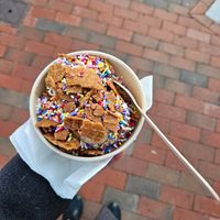 Cookie dough with waffle cone pieces at Sticky Sweet in Portland