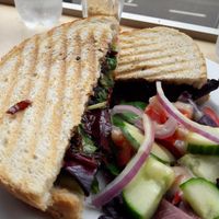 Avocado &  beetroot toasted sandwich at Larder in Brighton