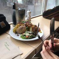 Dahl and mango chutney baked potato  at Larder in Brighton