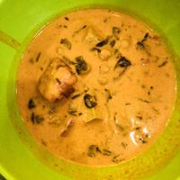 Delicious chickpea/tofu curry with coconut milk at Jagannath - Prospect Mira in Moscow