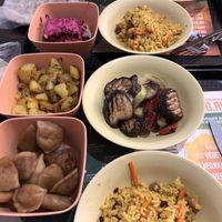 curry. rice. veggies. more stuff. potatoes... seriously, buy less than this for two people!! at Jagannath - Prospect Mira in Moscow