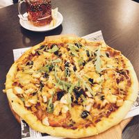 Vegan pizza at Ugol in Moscow